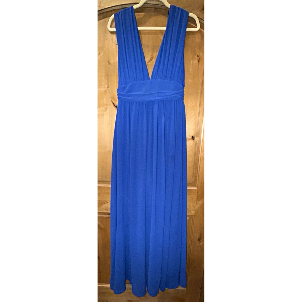 Lulus Women’s Blue Solid Sleeveless V-Neck Maxi Dress Long, Size L